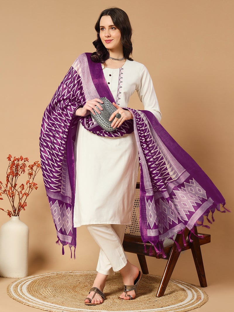 VISHVA CREATION Classic Off-White Kurta Set for Women - Image 1